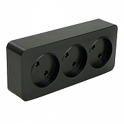Розетка тройная без заземления Stekker София 49500 цвет Черный-6