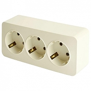 Розетка тройная с заземлением Stekker София 49501 цвет Слоновая кость