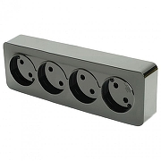 Розетка четверная без заземления Stekker София 49504 цвет Черный