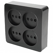 Розетка четверная без заземления Stekker София 49508 цвет Черный