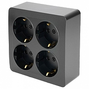 Розетка четверная с заземлением Stekker София 49510 цвет Черный