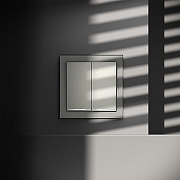 Выключатель двухклавишный с подсветкой без рамки Voltum S70 VLS020205 цвет Сталь-6