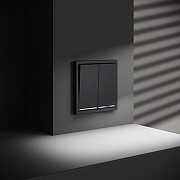 Выключатель двухклавишный с подсветкой без рамки Voltum S70 VLS020207 цвет Графит-5