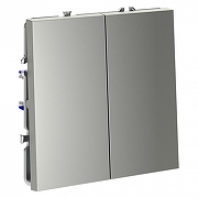Выключатель проходной двухклавишный без рамки Voltum S70 VLS020305 цвет Сталь