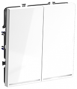 Выключатель проходной двухклавишный с подсветкой без рамки Voltum S70 VLS020401 цвет Белый