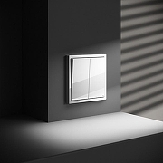 Выключатель проходной двухклавишный с подсветкой без рамки Voltum S70 VLS020401 цвет Белый-4