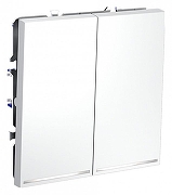 Выключатель проходной двухклавишный с подсветкой без рамки Voltum S70 VLS020402 цвет Белый