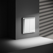 Выключатель проходной двухклавишный с подсветкой без рамки Voltum S70 VLS020402 цвет Белый-4