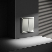 Выключатель проходной двухклавишный с подсветкой без рамки Voltum S70 VLS020405 цвет Сталь-4