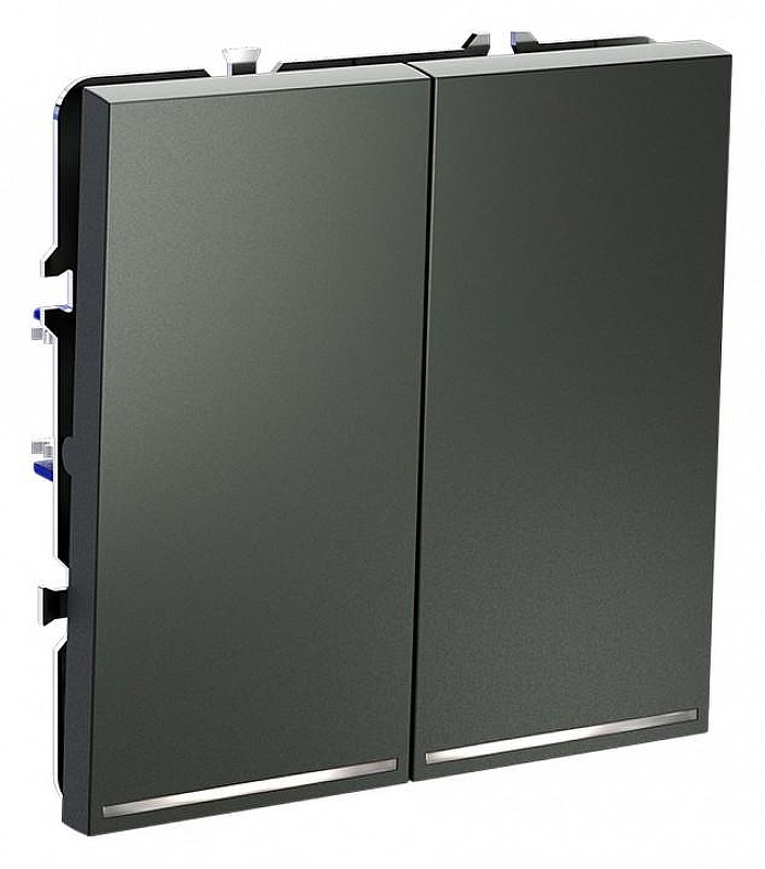 Выключатель проходной двухклавишный с подсветкой без рамки Voltum S70 VLS020406 