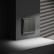 Выключатель проходной двухклавишный с подсветкой без рамки Voltum S70 VLS020406 цвет Серебро-4