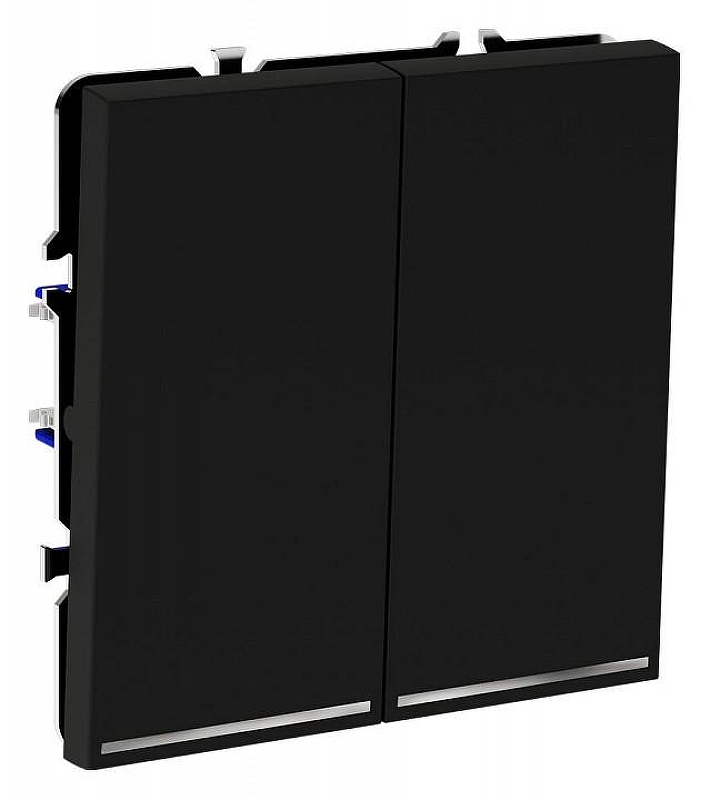 Выключатель проходной двухклавишный с подсветкой без рамки Voltum S70 VLS020408 