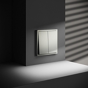 Выключатель двухклавишный без рамки Voltum S70 VLS020605 цвет Сталь-4