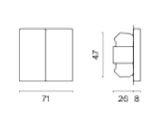 Выключатель двухклавишный без рамки Voltum S70 VLS020605 цвет Сталь-5