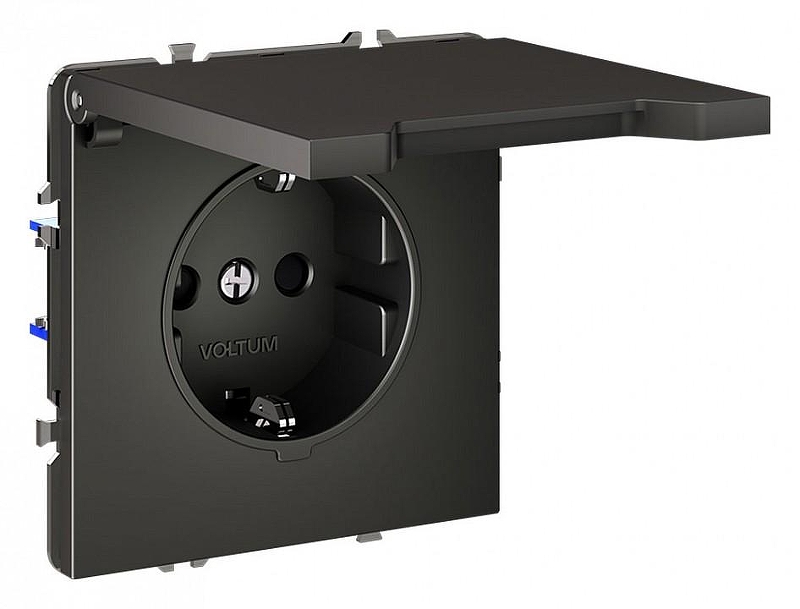 Розетка с заземлением и со шторкой, без рамки с крышкой Voltum S70 VLS040306 