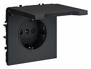 Розетка с заземлением и со шторкой, без рамки с крышкой Voltum S70 VLS040307 цвет Графит