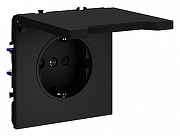 Розетка с заземлением и со шторкой, без рамки с крышкой Voltum S70 VLS040308 цвет Черный