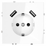 Розетка с заземлением и со шторкой и 2хUSB type A, без рамки Voltum S70 VLS040401 цвет Белый-1