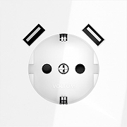 Розетка с заземлением и со шторкой и 2хUSB type A, без рамки Voltum S70 VLS040401 цвет Белый-2