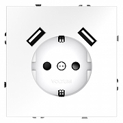 Розетка с заземлением и со шторкой и 2хUSB type A, без рамки Voltum S70 VLS040402 цвет Белый-1