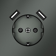 Розетка с заземлением и со шторкой и 2хUSB type A, без рамки Voltum S70 VLS040406 цвет Серебро-2