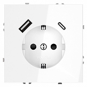 Розетка с заземлением и со шторкой и 2хUSB type A и C, без рамки Voltum S70 VLS040501 цвет Белый-1