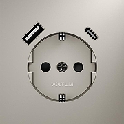 Розетка с заземлением и со шторкой и 2хUSB type A и C, без рамки Voltum S70 VLS040503 цвет Серый-2