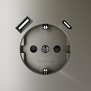 Розетка с заземлением и со шторкой и 2хUSB type A и C, без рамки Voltum S70 VLS040504 цвет Бежевый-2