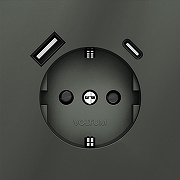 Розетка с заземлением и со шторкой и 2хUSB type A и C, без рамки Voltum S70 VLS040506 цвет Серебро-2