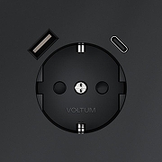 Розетка с заземлением и со шторкой и 2хUSB type A и C, без рамки Voltum S70 VLS040507 цвет Графит-2