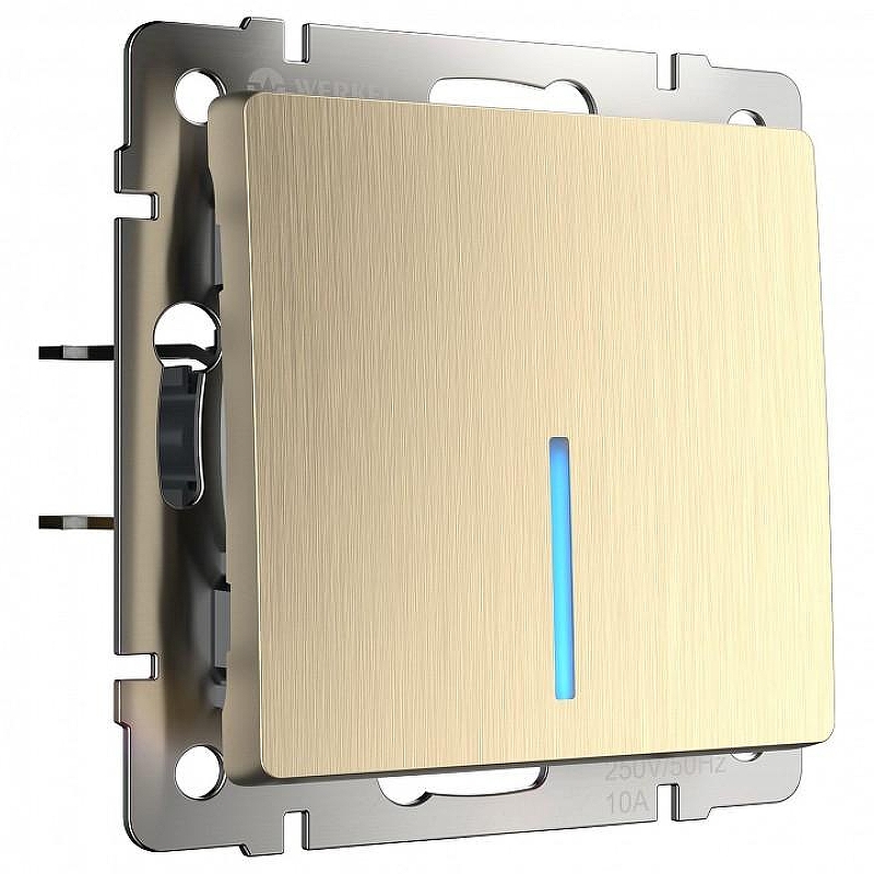 Выключатель одноклавишный с подсветкой без рамки Werkel шампань рифленый W1110110 