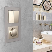 Выключатель двухклавишный без рамки Werkel шампань рифленый W1120010 цвет Бежевый-1