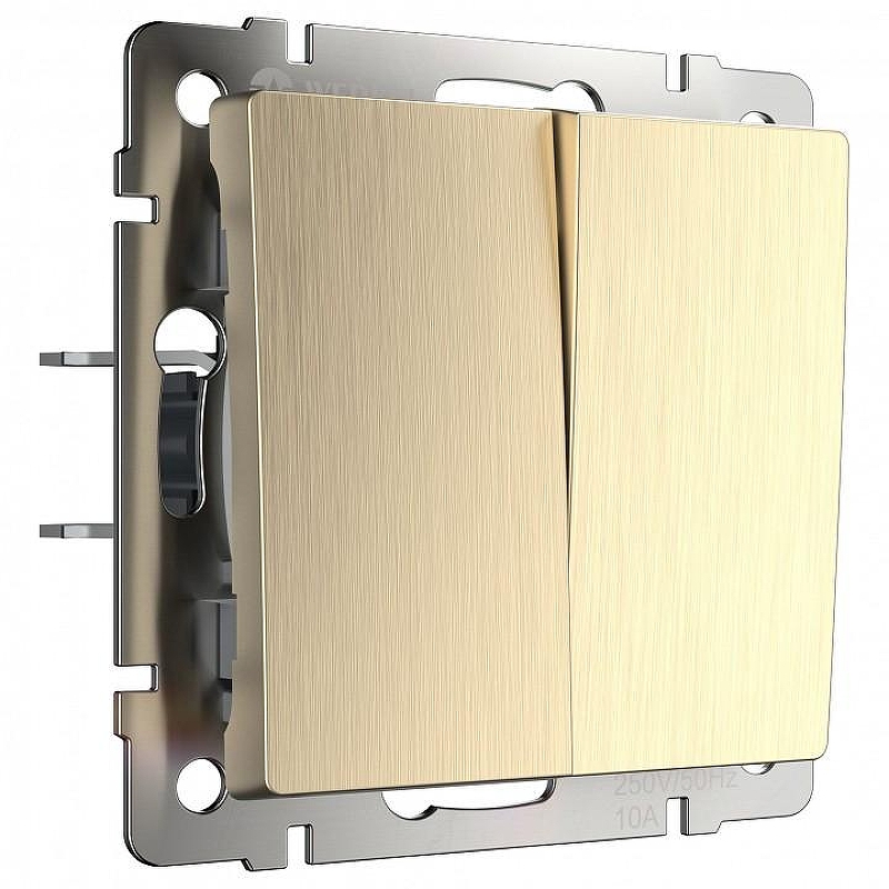 Выключатель проходной двухклавишный без рамки Werkel шампань рифленый W1122010 