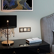 Выключатель проходной двухклавишный с подсветкой без рамки Werkel шампань рифленый W1122110 цвет Бежевый-1