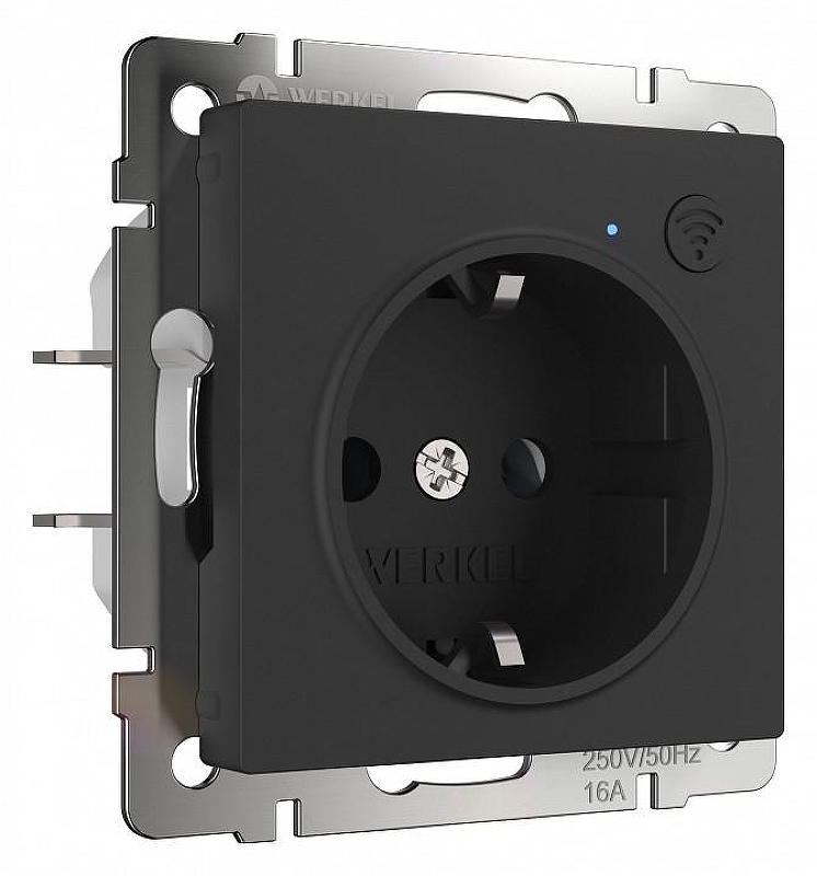 Розетка с заземлением и со шторками, без рамки с Wi-Fi Werkel черный матовый W1171608 
