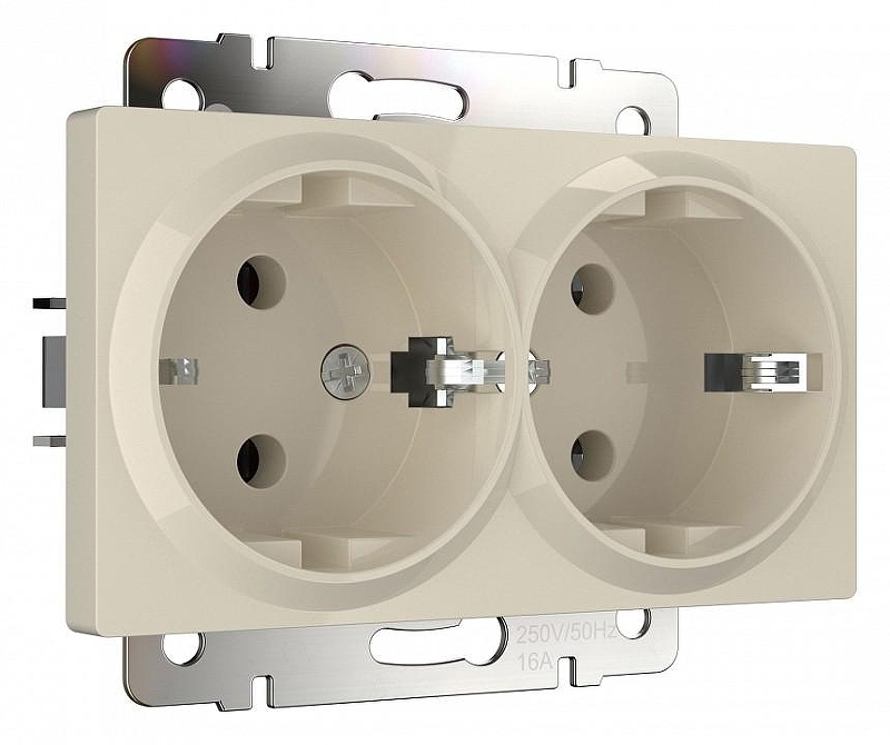 Розетка двойная с заземлением, без рамки Werkel слоновая кость W1172003 