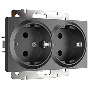 Розетка двойная с заземлением, без рамки Werkel графит рифленый W1172004 цвет Графит