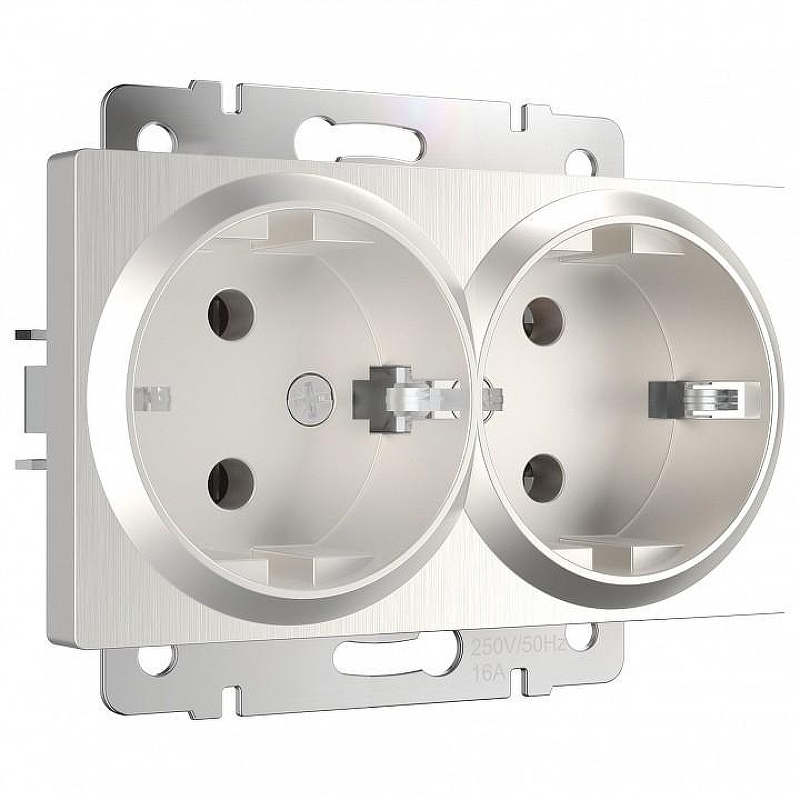 Розетка двойная с заземлением, без рамки Werkel перламутровый рифленый W1172013 