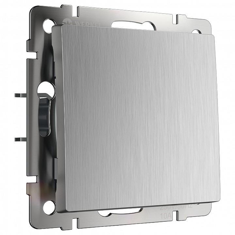 Выключатель одноклавишный без рамки Werkel серебряный рифленый W1110009 