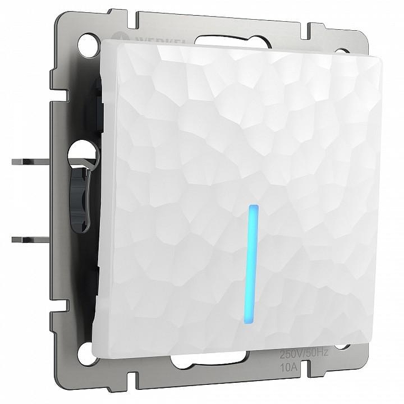 Выключатель одноклавишный с подсветкой без рамки Werkel Hammer белый W1210101 