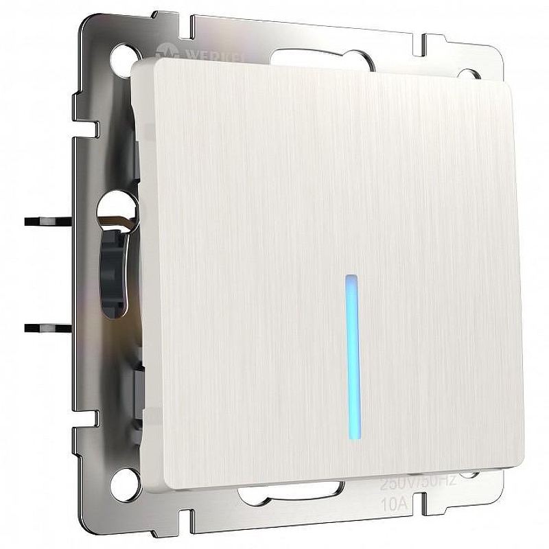 Выключатель одноклавишный с подсветкой без рамки Werkel перламутровый рифленый W1110113 