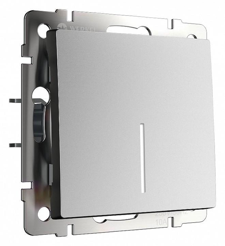 Выключатель проходной одноклавишный с подсветкой без рамки Werkel серебряный матовый W1112165 