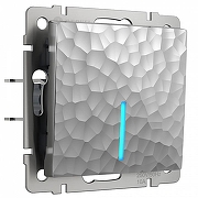 Выключатель проходной одноклавишный с подсветкой без рамки Werkel Hammer серебряный W1212106 цвет Серебро