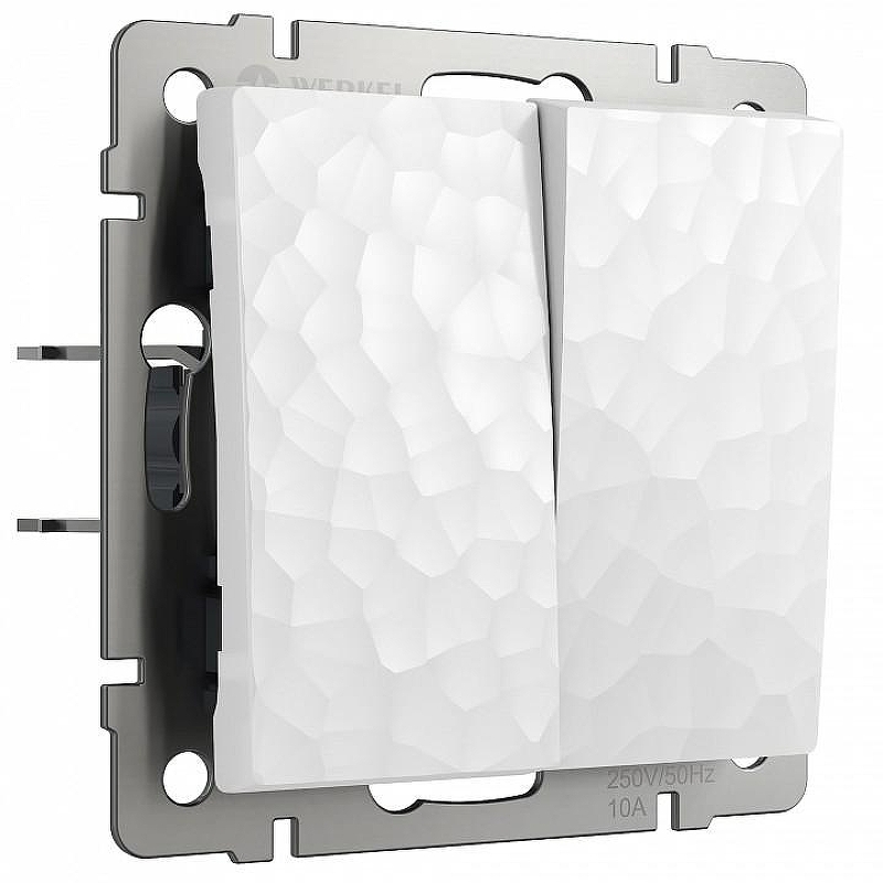 Выключатель двухклавишный без рамки Werkel Hammer белый W1220001 