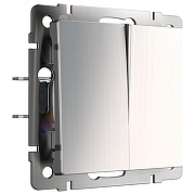 Выключатель двухклавишный без рамки Werkel глянцевый никель W1120002 цвет Никель