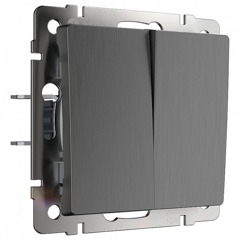 Выключатель двухклавишный без рамки Werkel графит рифленый W1120004 