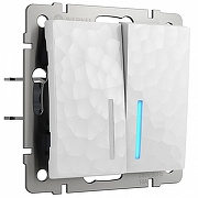 Выключатель двухклавишный с подсветкой без рамки Werkel Hammer белый W1220101 цвет Белый