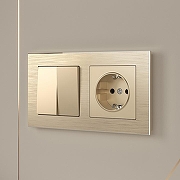 Выключатель двухклавишный без рамки Werkel шампань W1120011 цвет Бежевый-1