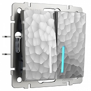 Выключатель двухклавишный с подсветкой без рамки Werkel Hammer серебряный W1220106 цвет Серебро