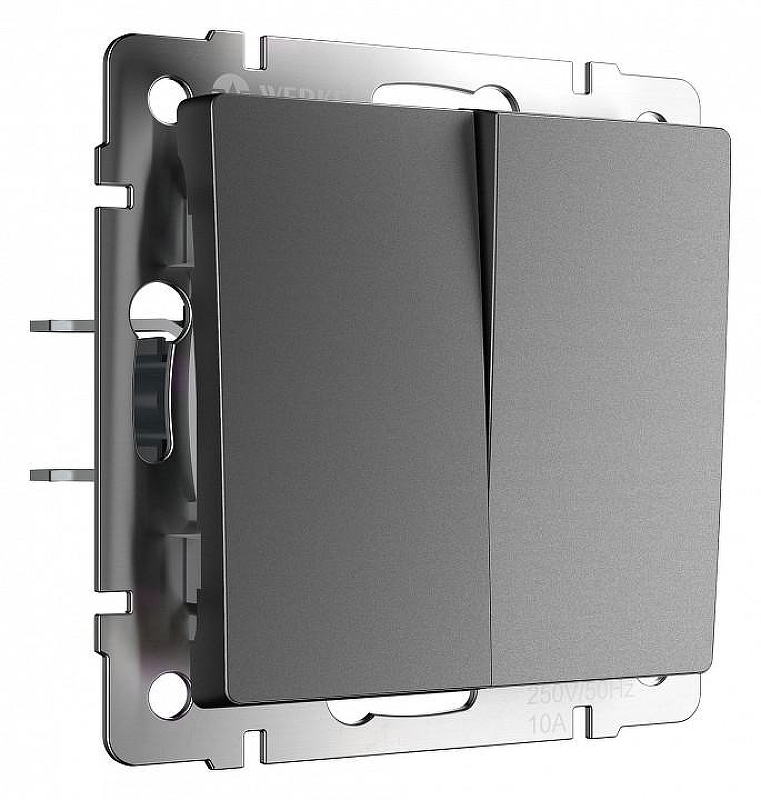 Выключатель двухклавишный без рамки Werkel графит матовый W1120064 